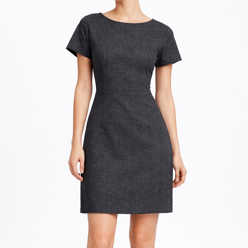 Vintage Handmade Cotton Sheath Dress Charcoal Micro Print Minimalist Size‎ XL